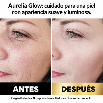 Aurelia Glow - antes y después (imagen ilustrativa, no representa resultados verificados del producto)
